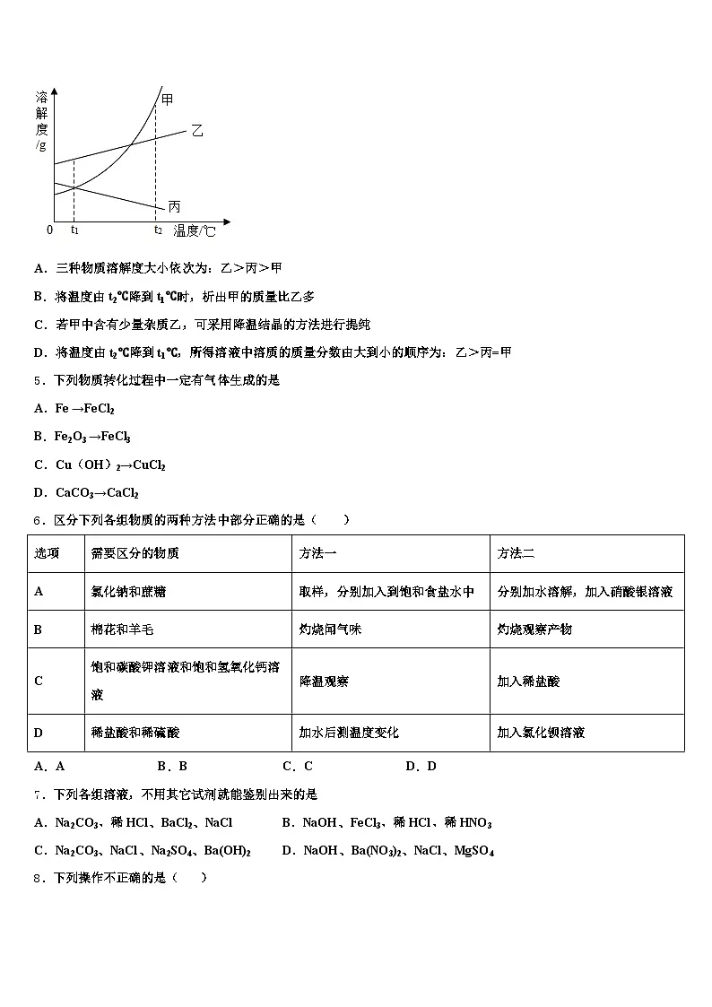 云南省大理白族自治州2026年中考化学最后一模试卷(含答案解析)第2页