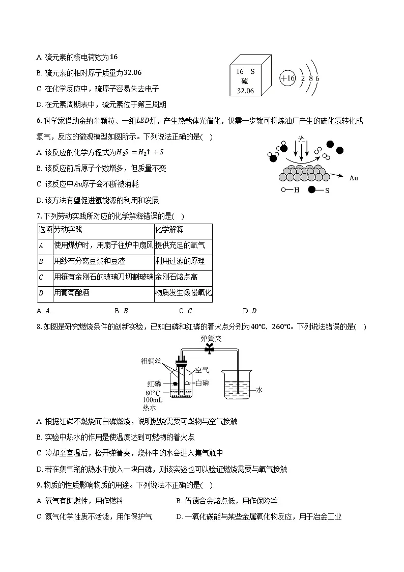 2025-2026学年安徽省合肥市蜀山区九年级(下)开学化学试卷(含答案)第2页
