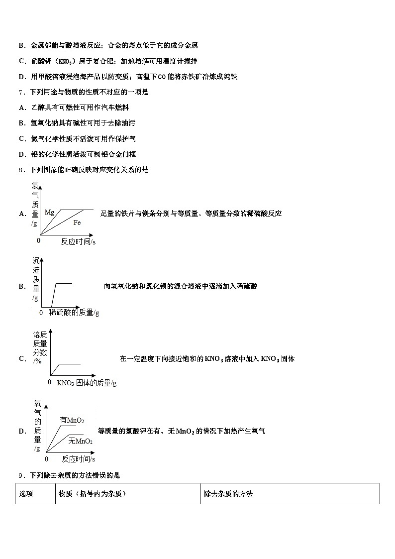 西藏自治区2025-2026学年中考化学对点突破模拟试卷(含答案解析)第2页