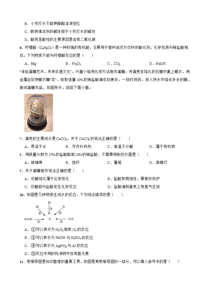 科粤版化学九年级下册第八单元常见的酸、碱、盐单元测试题(一)(含解析)第2页