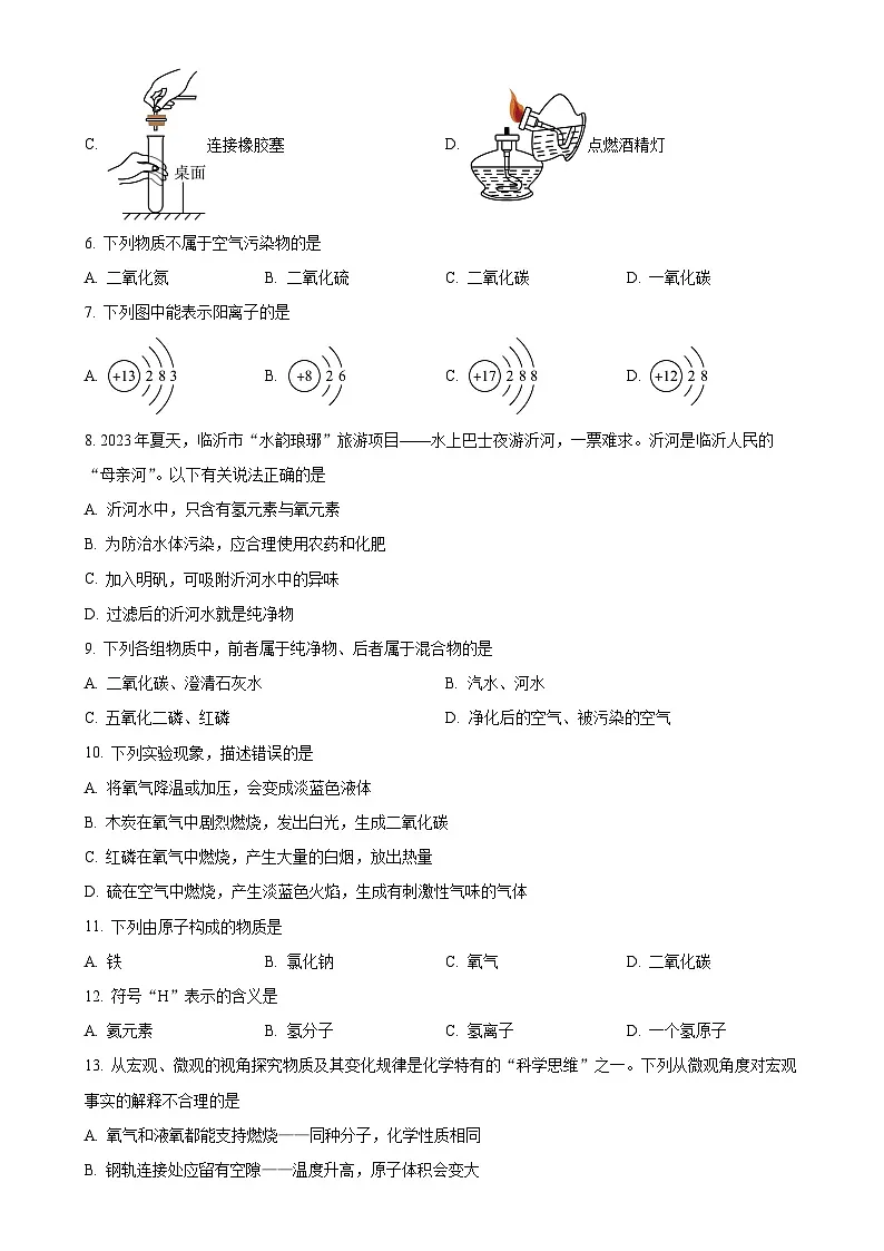 广西南宁市银海三雅学校2024-2025学年八年级下学期4月期中化学试题-A4第2页