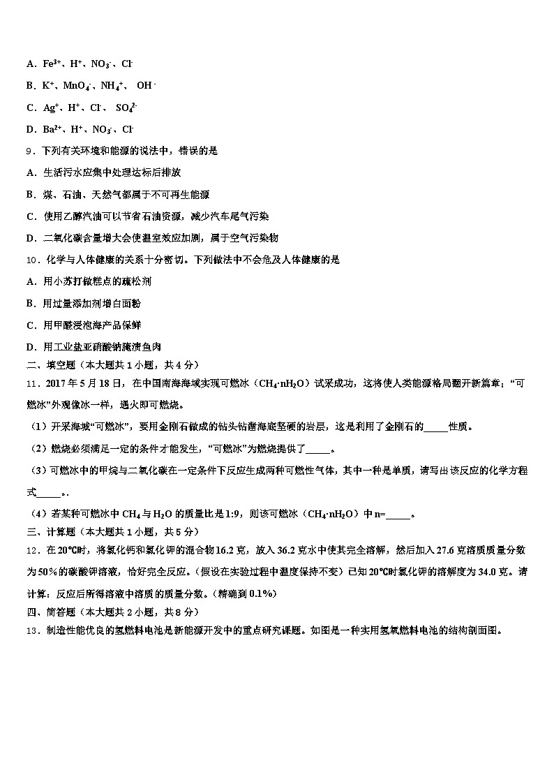 2025-2026学年庆阳市中考五模化学试题(含答案解析)第3页