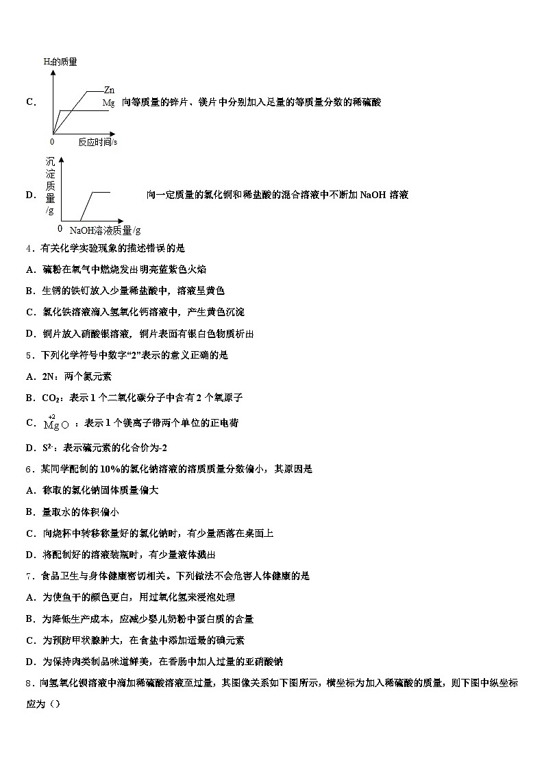 2026届安徽省六安市中考化学全真模拟试题(含答案解析)第2页