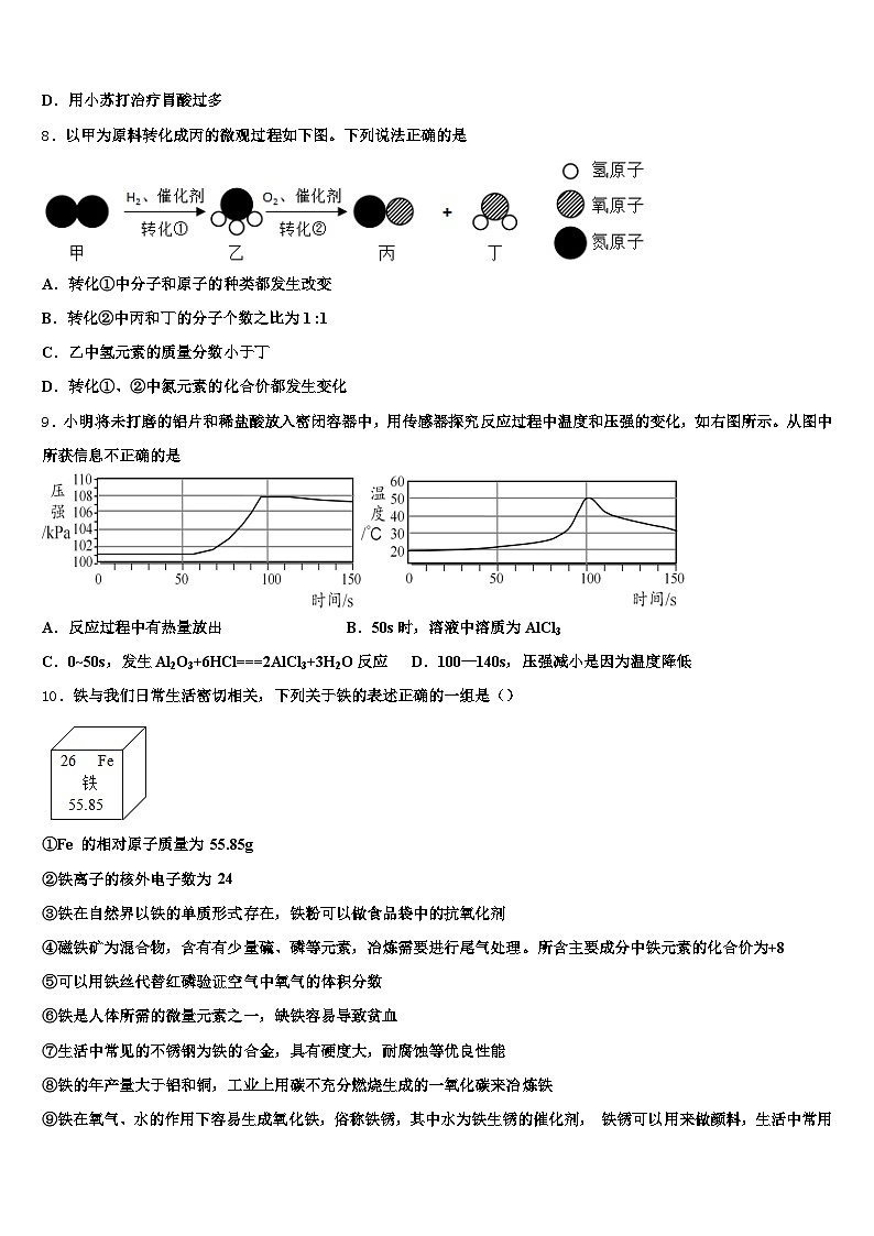 2026届湖南省株洲市中考三模化学试题(含答案解析)第3页