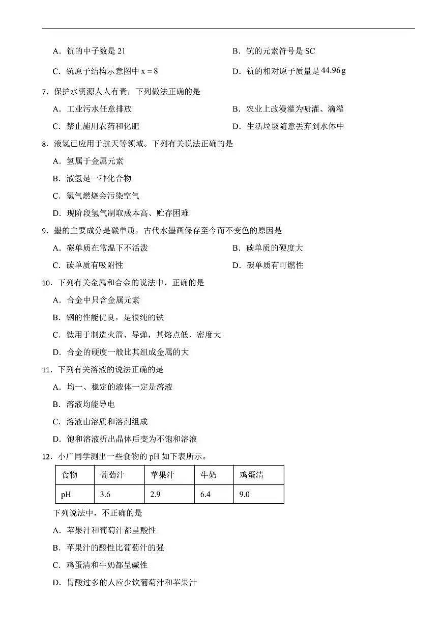 2026年湖南省长沙市中考模拟化学试题二套含答案第2页