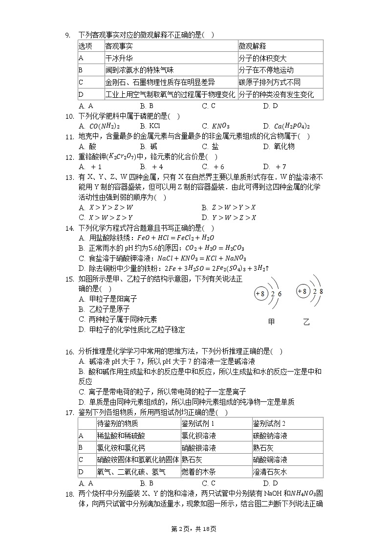 2020年陕西省中考化学模拟试卷（2）02