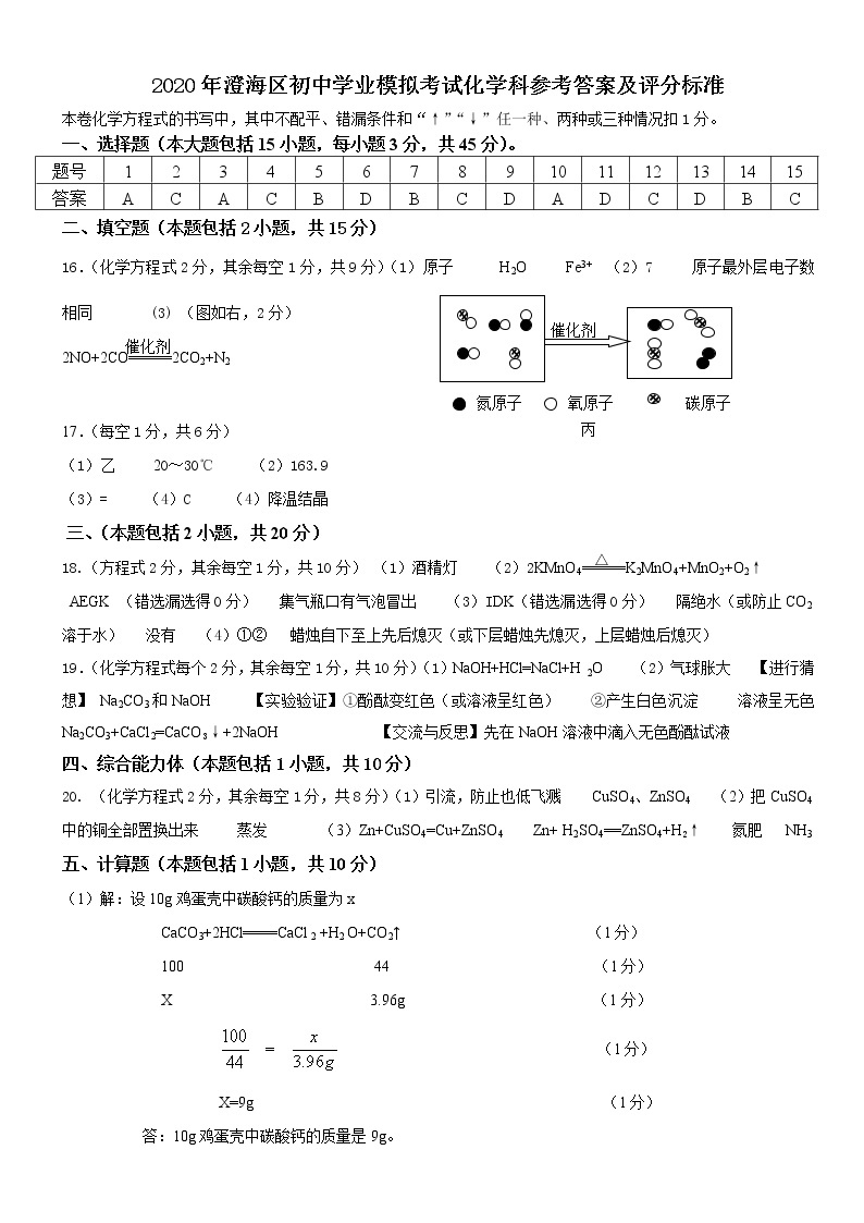 2020年广东省澄海区中考化学模拟试卷（含答案）01
