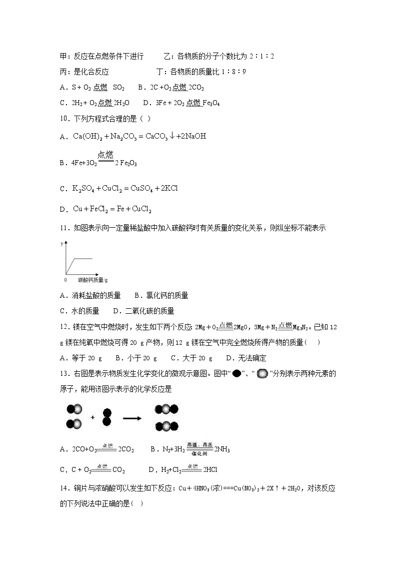 人教版九年级化学上册第五单元《化学方程式》单元测试题03