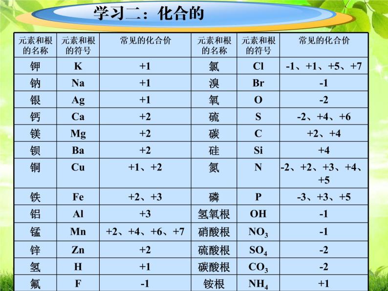 化学九年级上册课题4 化学式与化合价课堂教学ppt课件