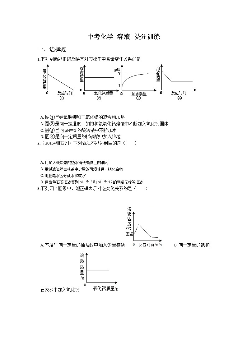 中考化学溶液 提分训练01