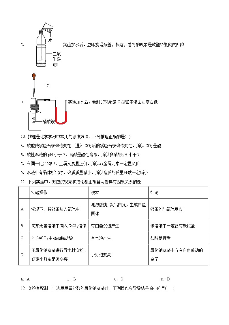 精品解析：2020年山東省淄博市張店區(qū)中考一?；瘜W試題（原卷版）第3頁