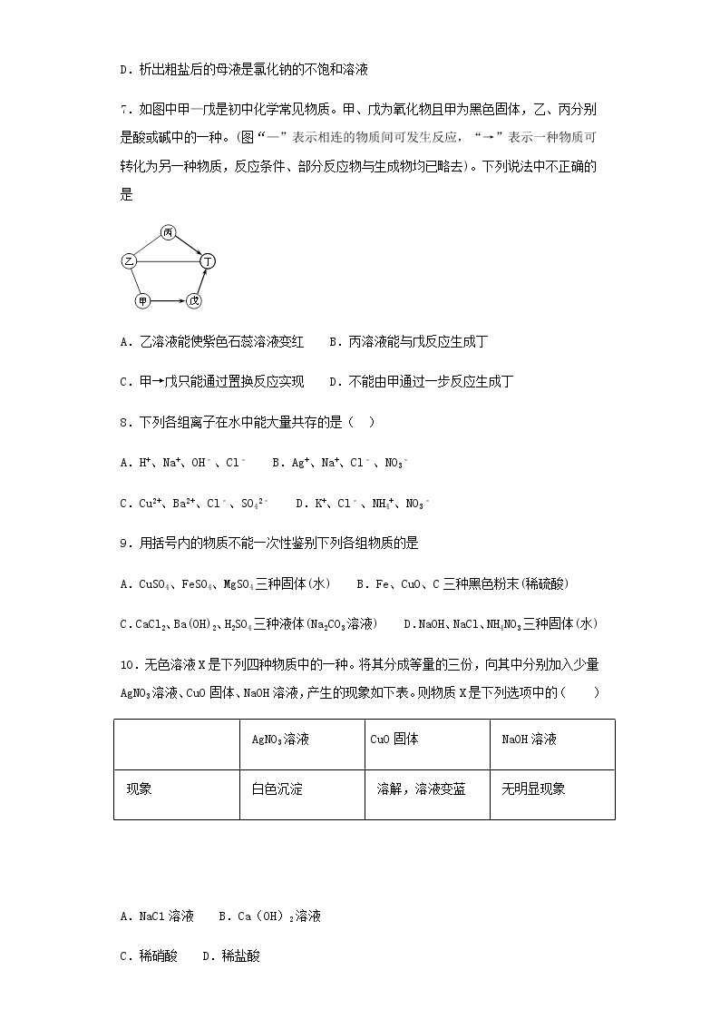 人教版化学九年级下册第十一单元 盐 化肥 单元检测题03