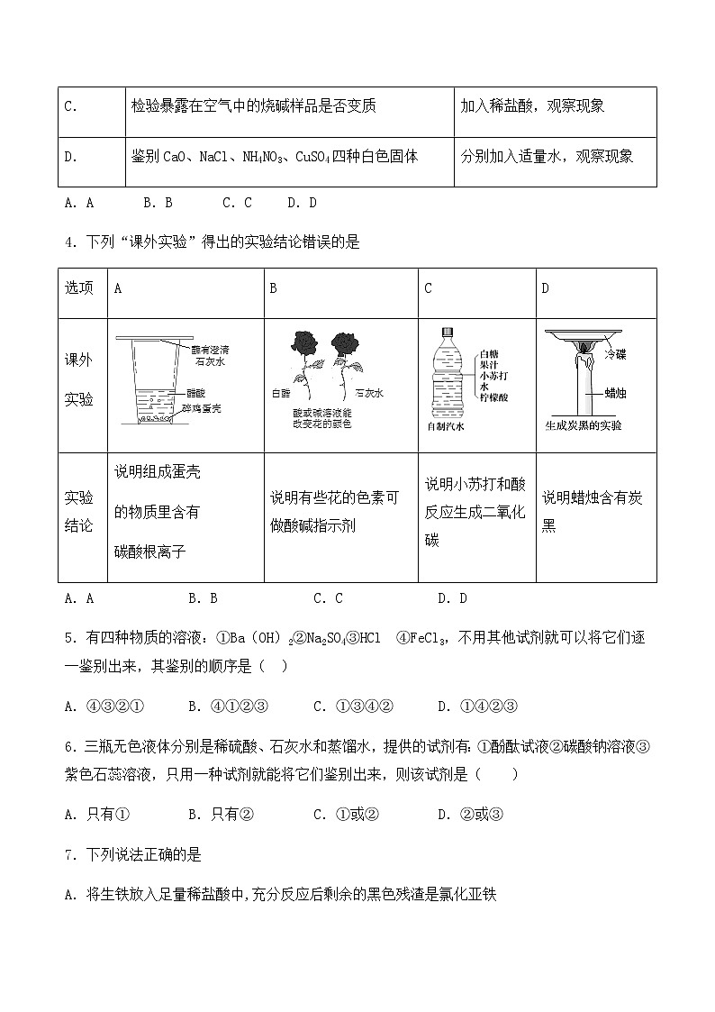 人教版初中化学九年级下册第10单元《酸和碱》检测题(含答案)02