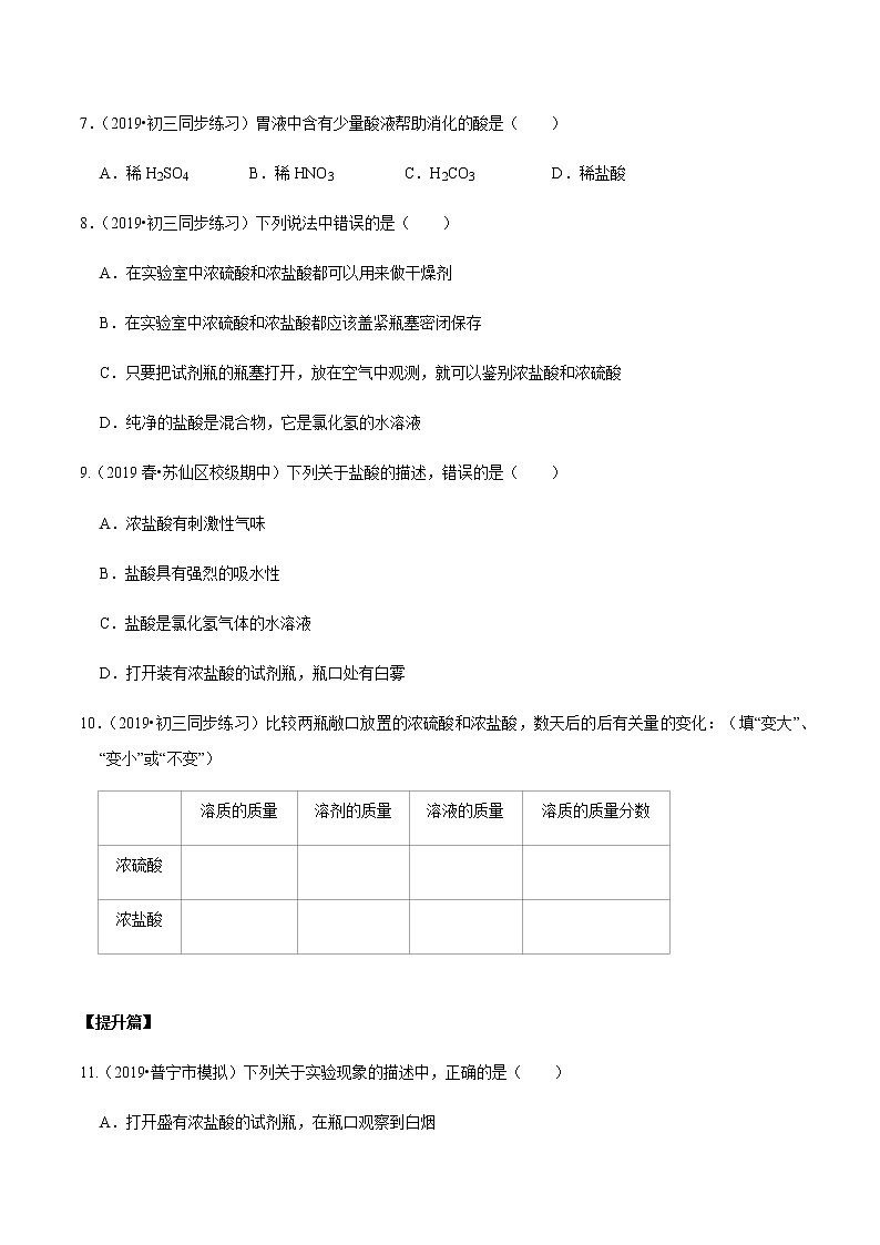 鲁教版九年级化学下册 常见的酸 课件PPT+练习题(原卷及解析卷)02