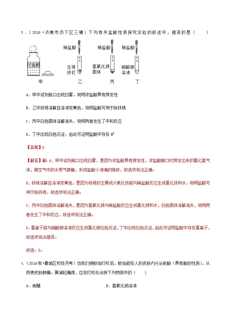 鲁教版九年级化学下册 到实验室去：探究酸和碱的化学性质 课件PPT+练习题（原卷及解析卷）02