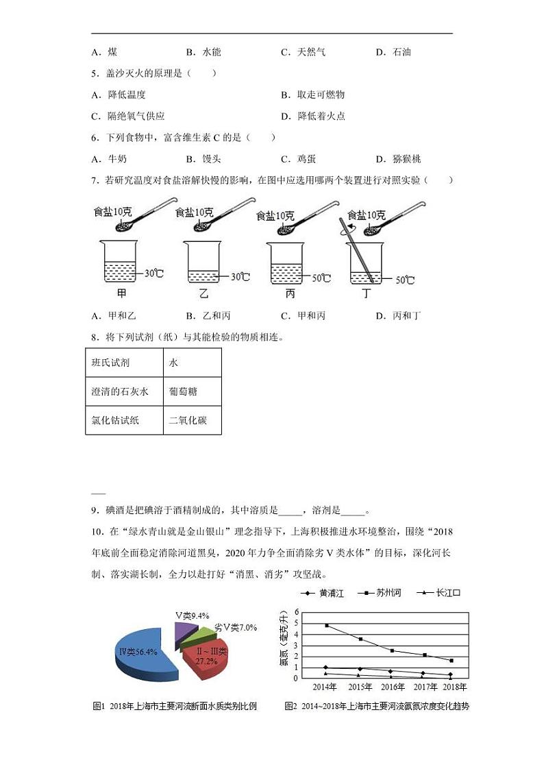 上海市2020年中考化学真题含解析02