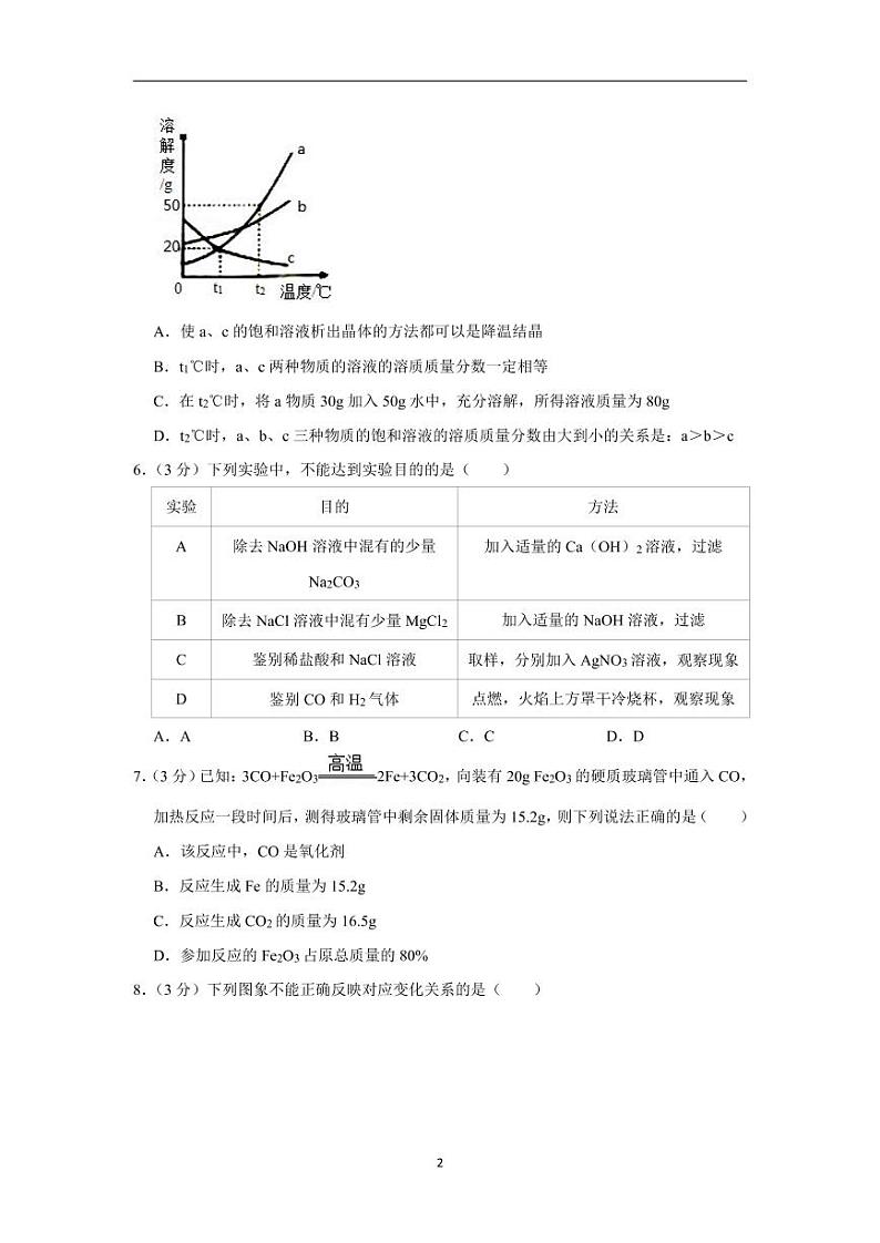 四川省达州市2020年中考化学试卷含解析02