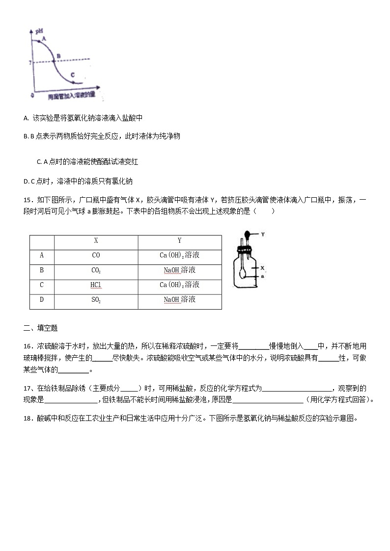 第十单元酸和碱单元复习 单元检测试卷(含答案)03