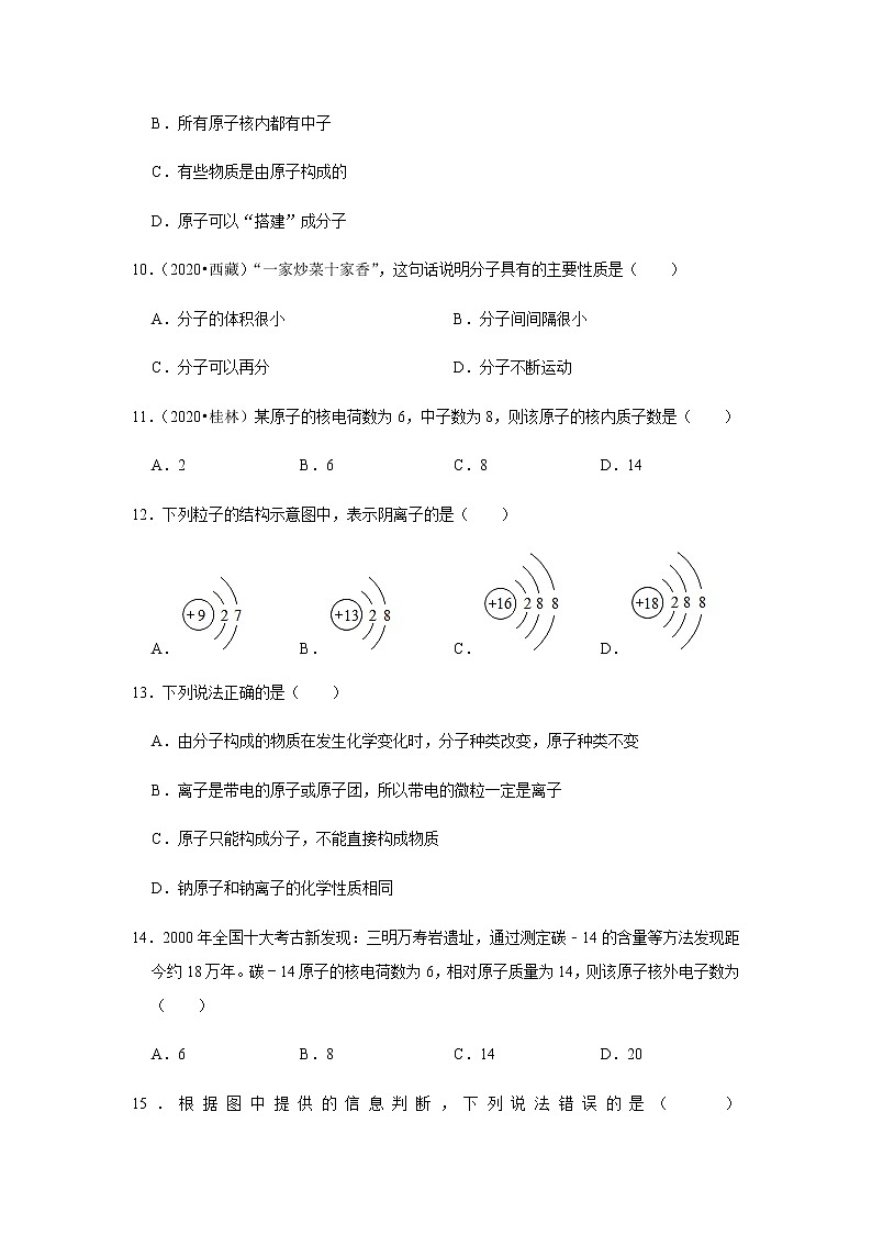 2021中考化学专项突破 专题01 构成物质的粒子(通用版)03