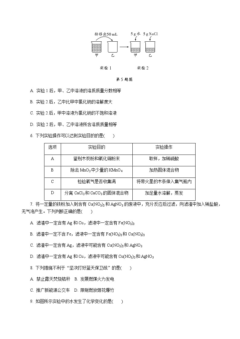 2019年河北省初中毕业生升学文化课考试化学(含解析)02