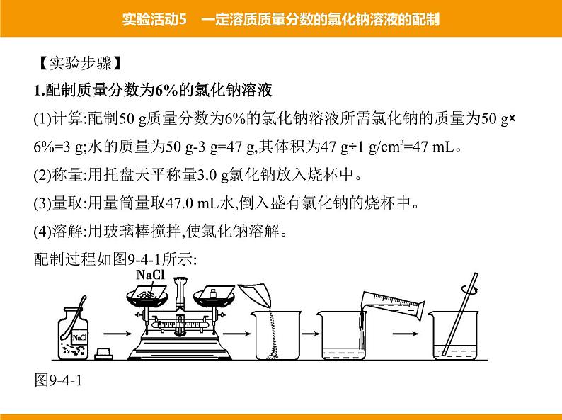 人教版初中化学九年级(下册)第九单元 实验活动5 一定溶质质量分数的氯化钠溶液的配制课件03