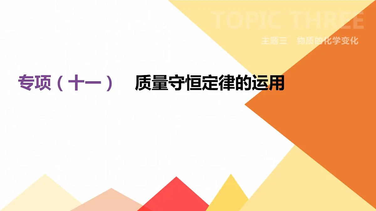 中考化学专项复习课件 专项11 质量守恒定律的运用 课件第1页
