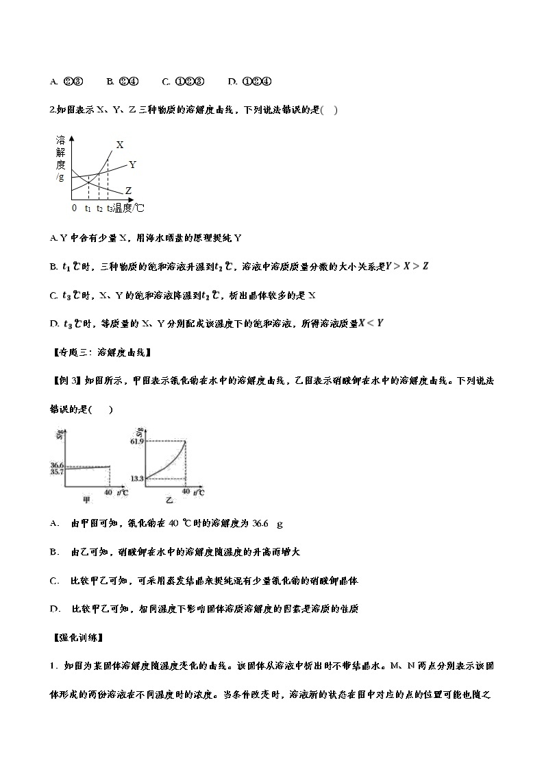 备战2021中考化学重点知识强化训练——专题三十三：溶液02