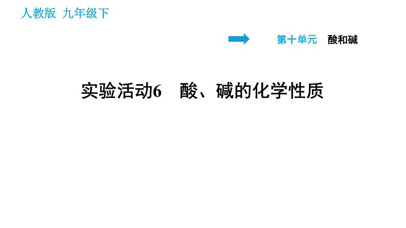 2020-2021学年九年级化学人教版下册第10单元 实验活动6 酸、碱的化学性质习题课件第1页