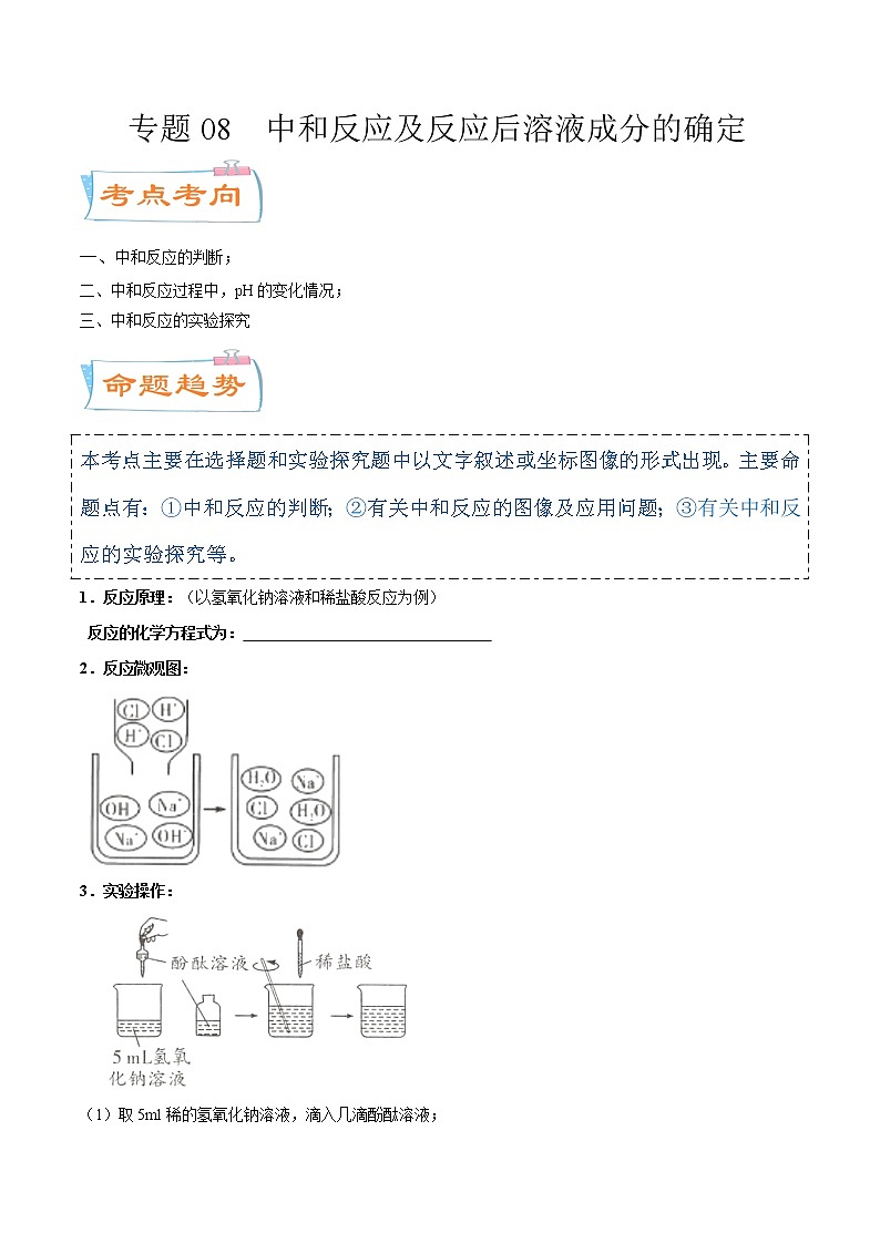 专题08 中和反应及反应后溶液成分的确定(考点详解)-备战2021年中考化学考点微专题(原卷版)01