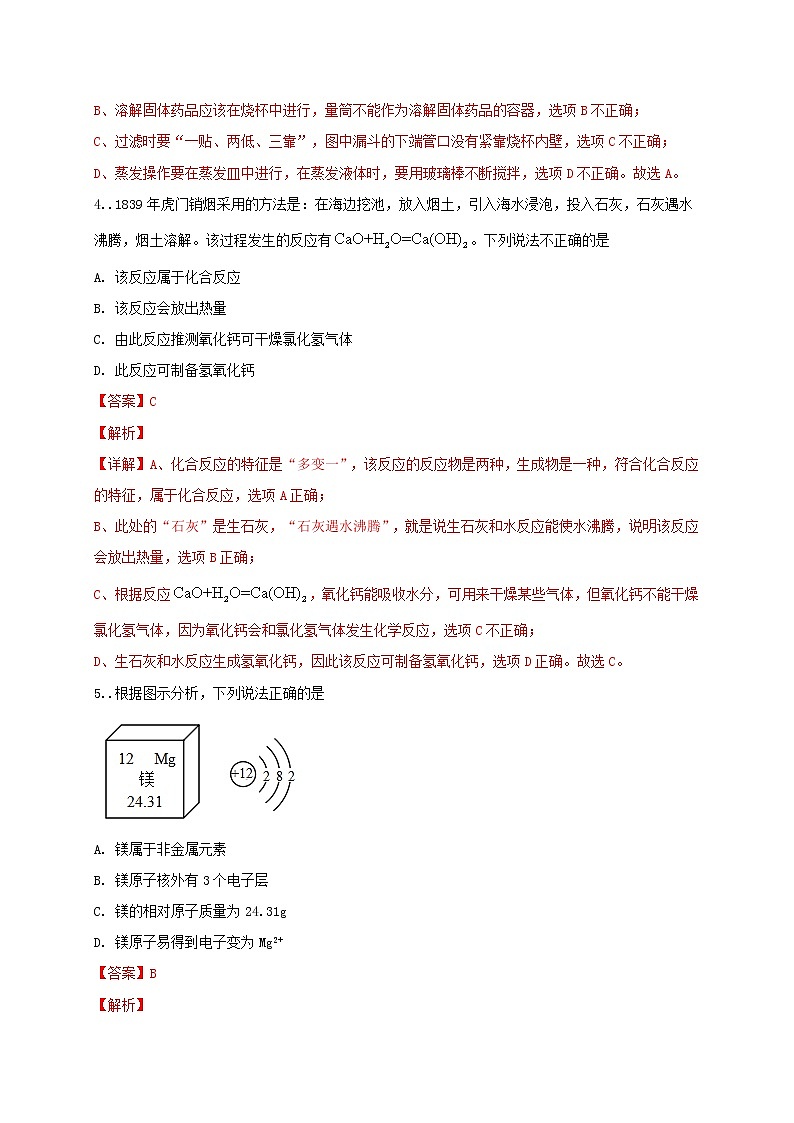 重组卷12-冲刺2021年中考化学精选真题重组卷(解析卷版)03