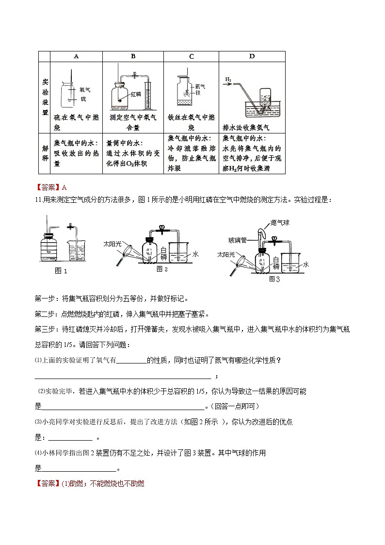 冲刺2021中考复习 空气(解析版) 试卷03