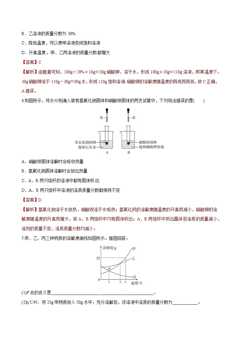 冲刺2021中考复习 溶液及其计算(解析版) 试卷02