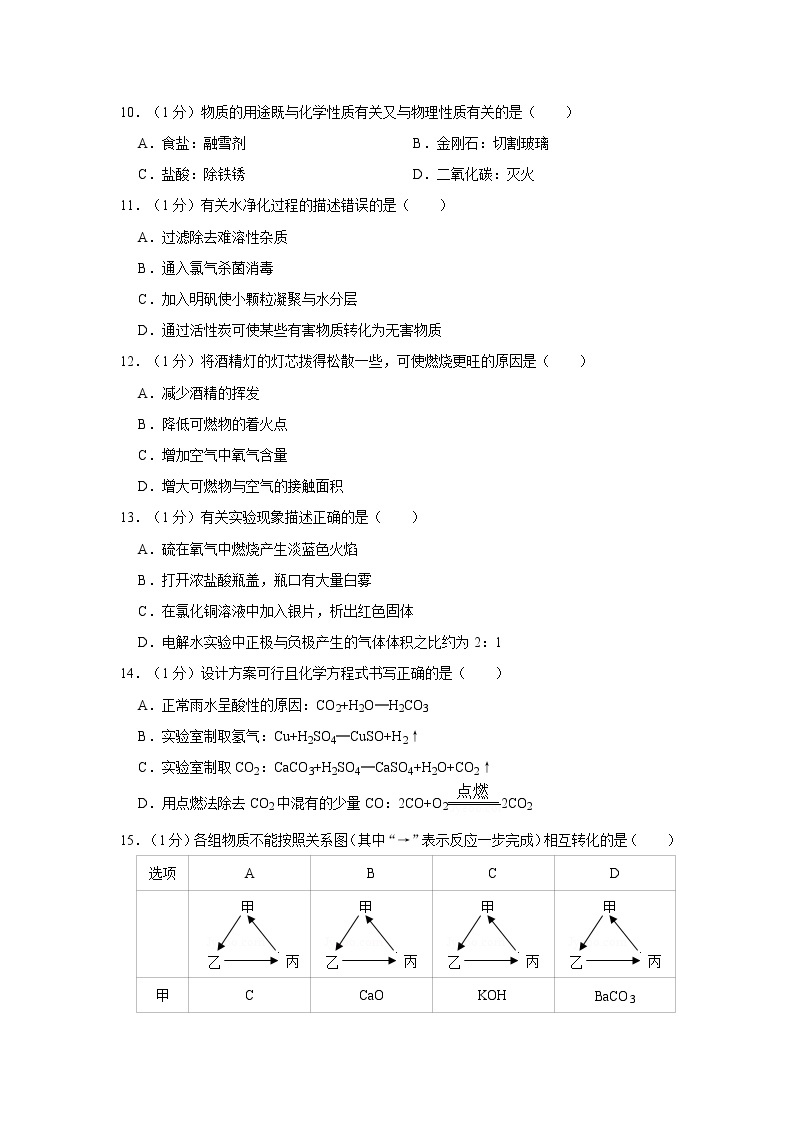 2020年上海市闵行区中考化学二模试卷（含解析）02