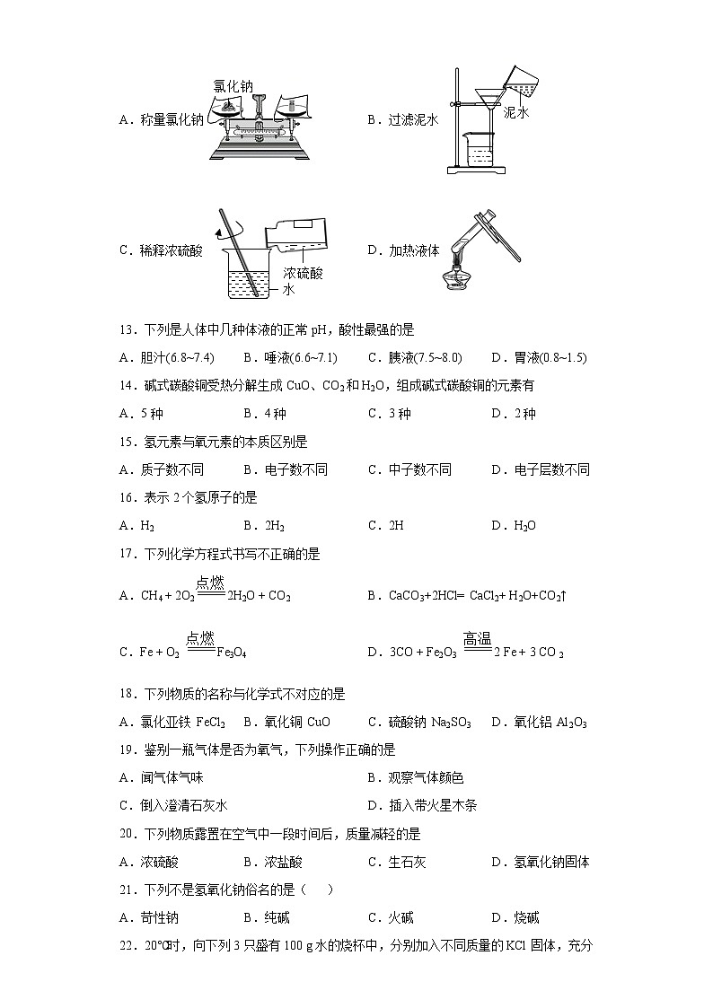 2021年北京市石景山区中考一模化学试题(word版 含答案)02