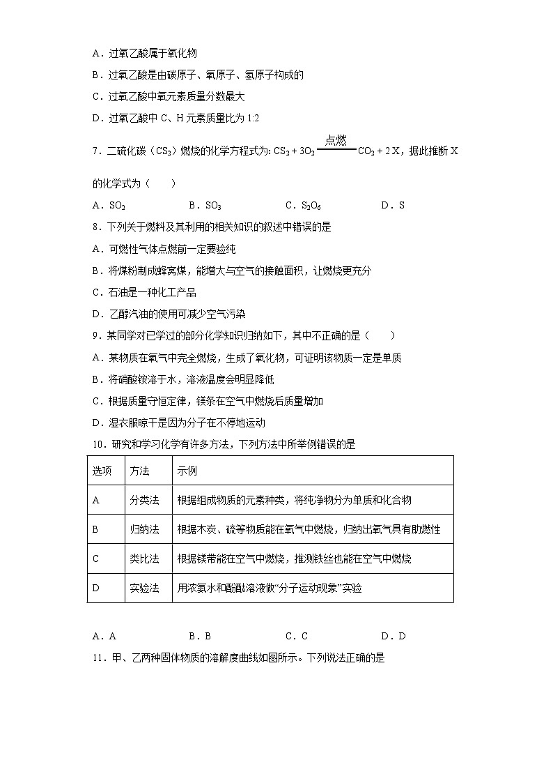 四川省眉山市洪雅县2020-2021学年九年级上学期期末化学试题(word版 含答案)第2页