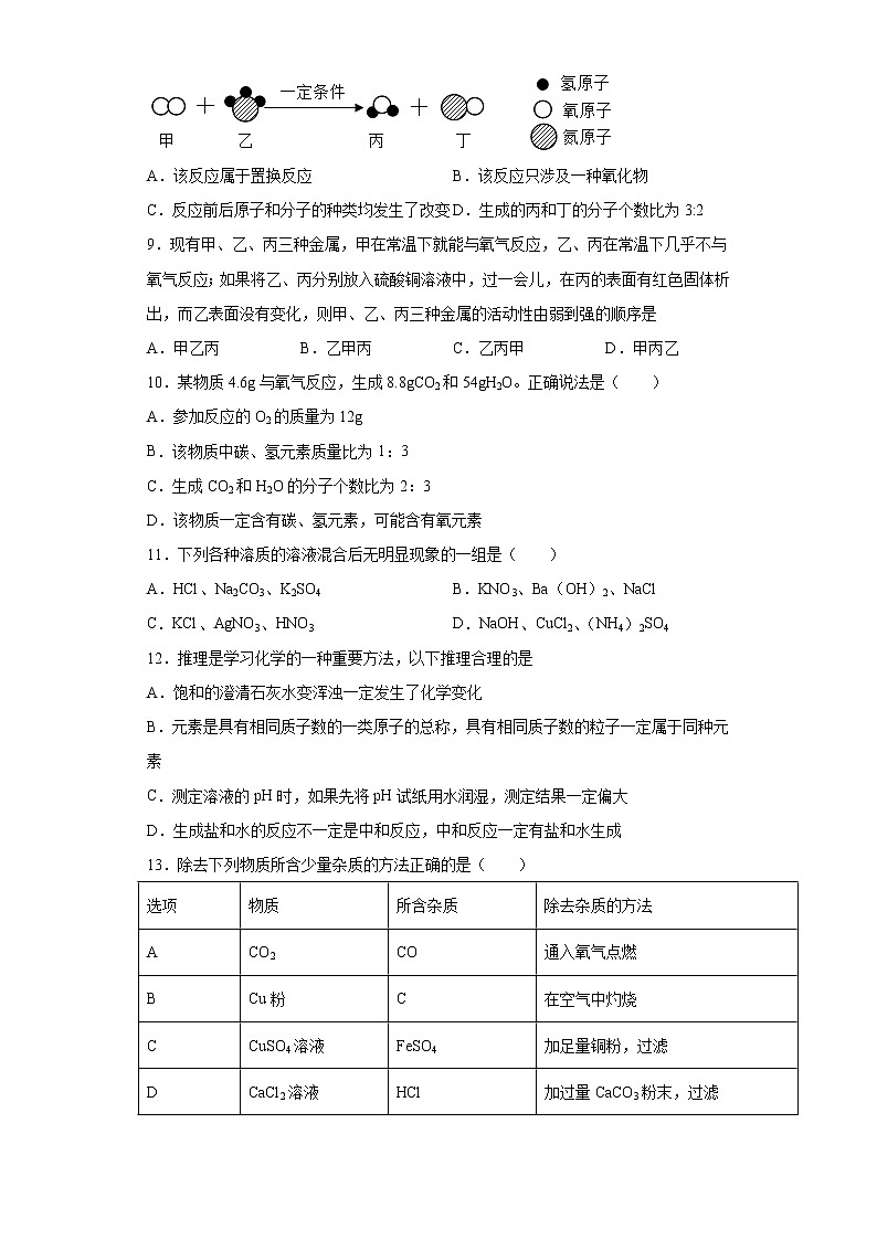 2021年河南省南阳市镇平县中考一调化学试题(word版 含答案)02