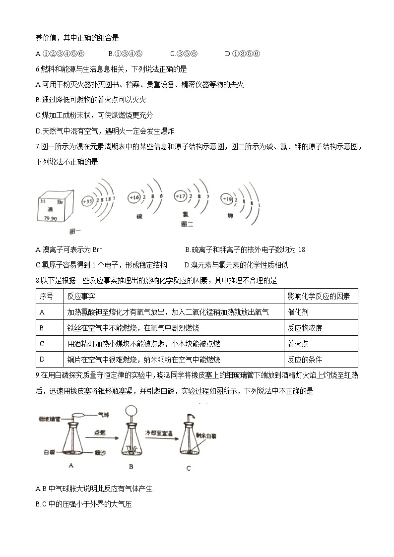 2021年山东省淄博市中考模拟化学试题(无答案)02