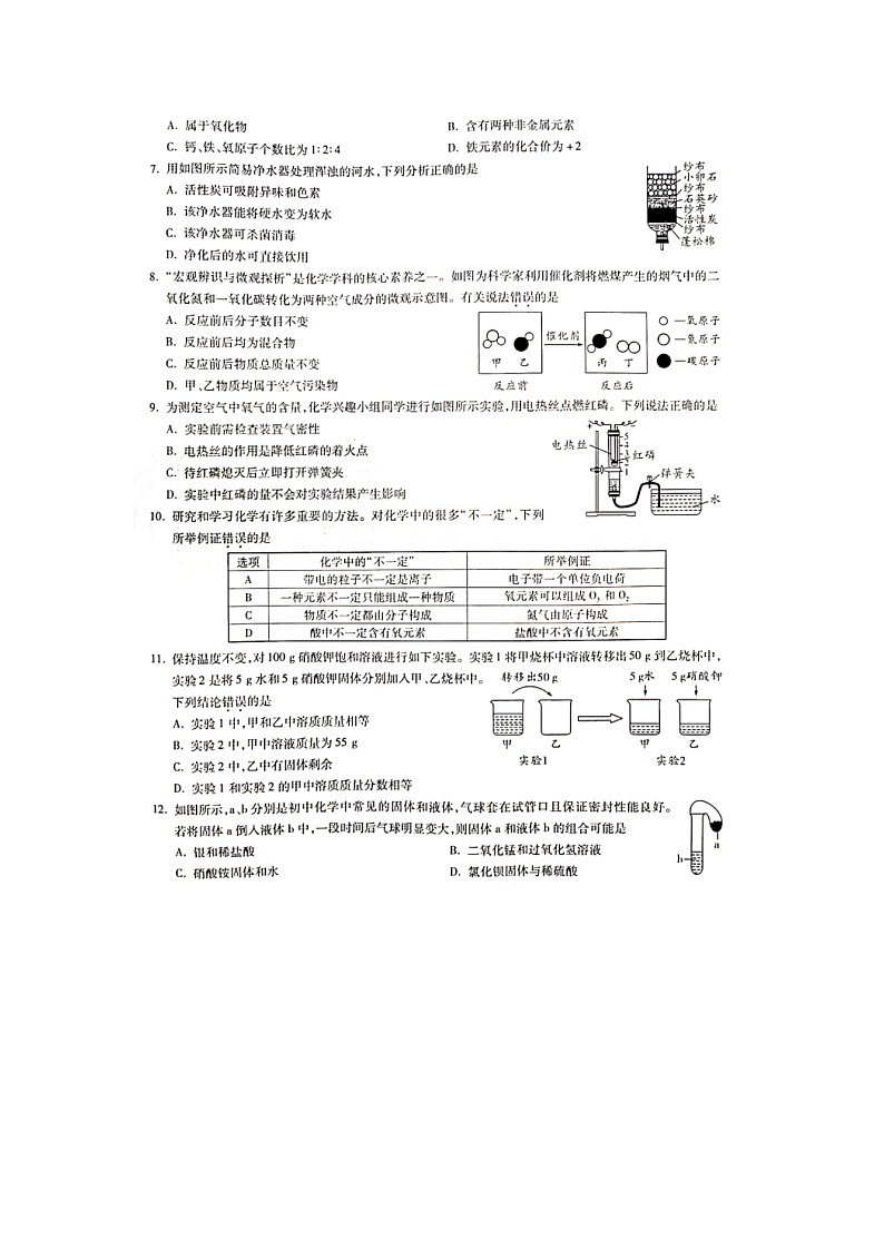 2021年安徽省初中化学学业水平考试模拟试题(图片版含答案)02