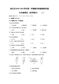 上海市松江区2021届九年级上学期期末(中考一模）质量调研化学试卷（详解版）
