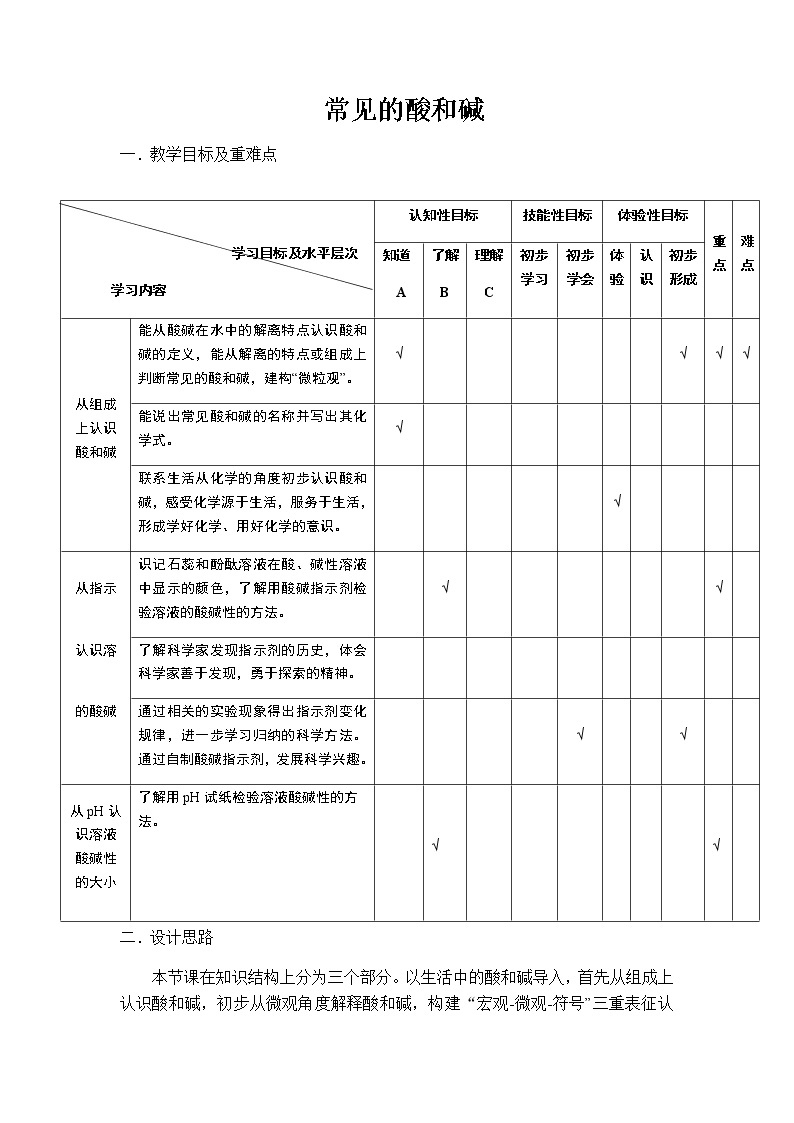 沪教版（上海） 九年级化学第二学期 5.1酸和碱的性质研究--碱的性质探究教案01