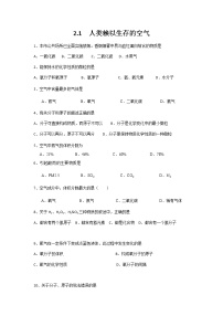 沪教版 (上海)九年级第一学期2.1 人类赖以生存的空气同步达标检测题