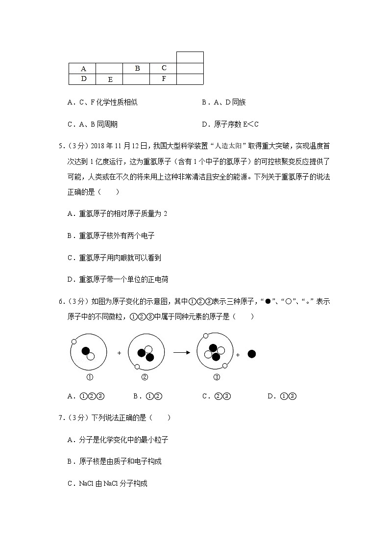 九年级化学上册第3章《物质构成的奥秘》单元测试卷 (2)02