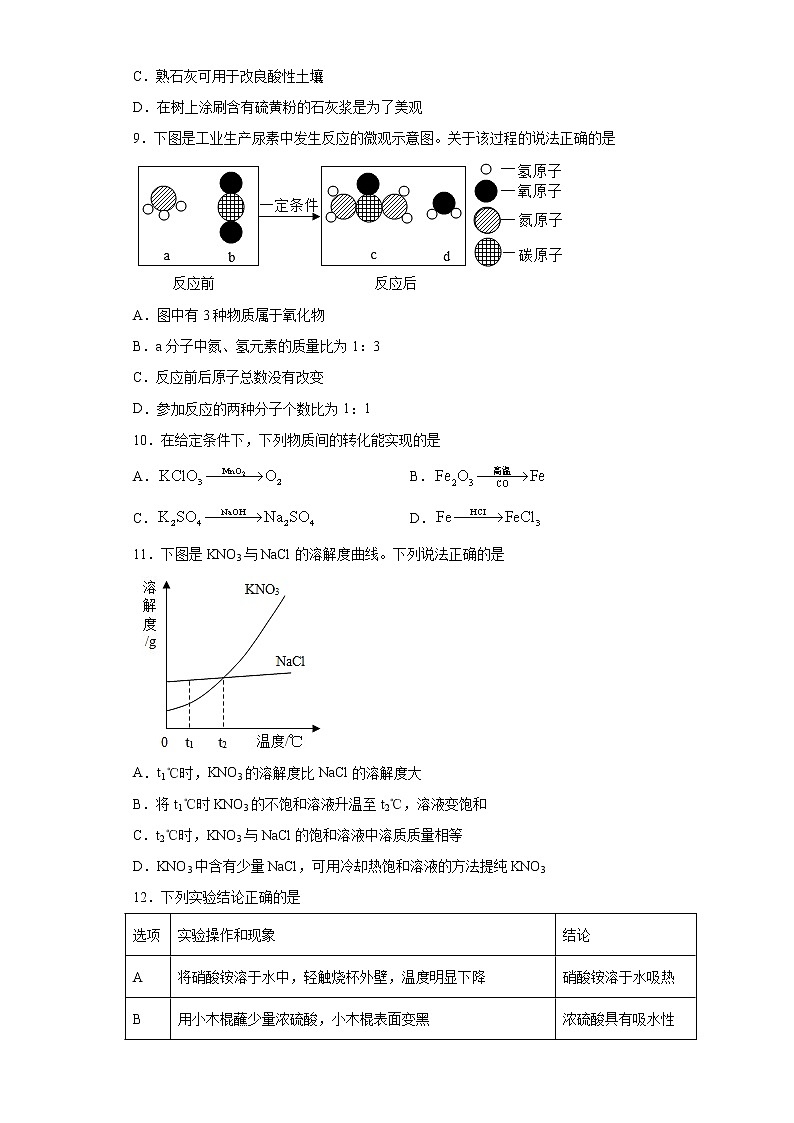2021年江苏省无锡市梁溪区中考一模化学试题(word版 含答案)02