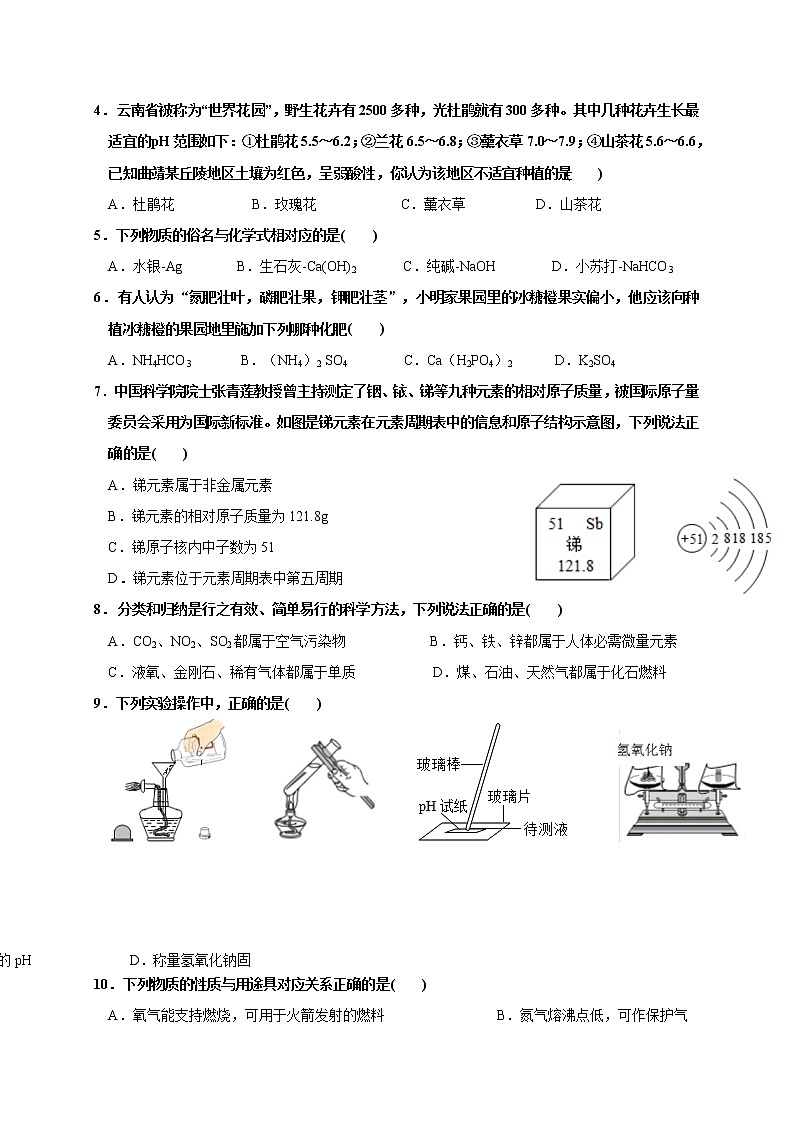 云南省昆明市2021届九年级适应性考化学试题3(word版 含答案)第2页