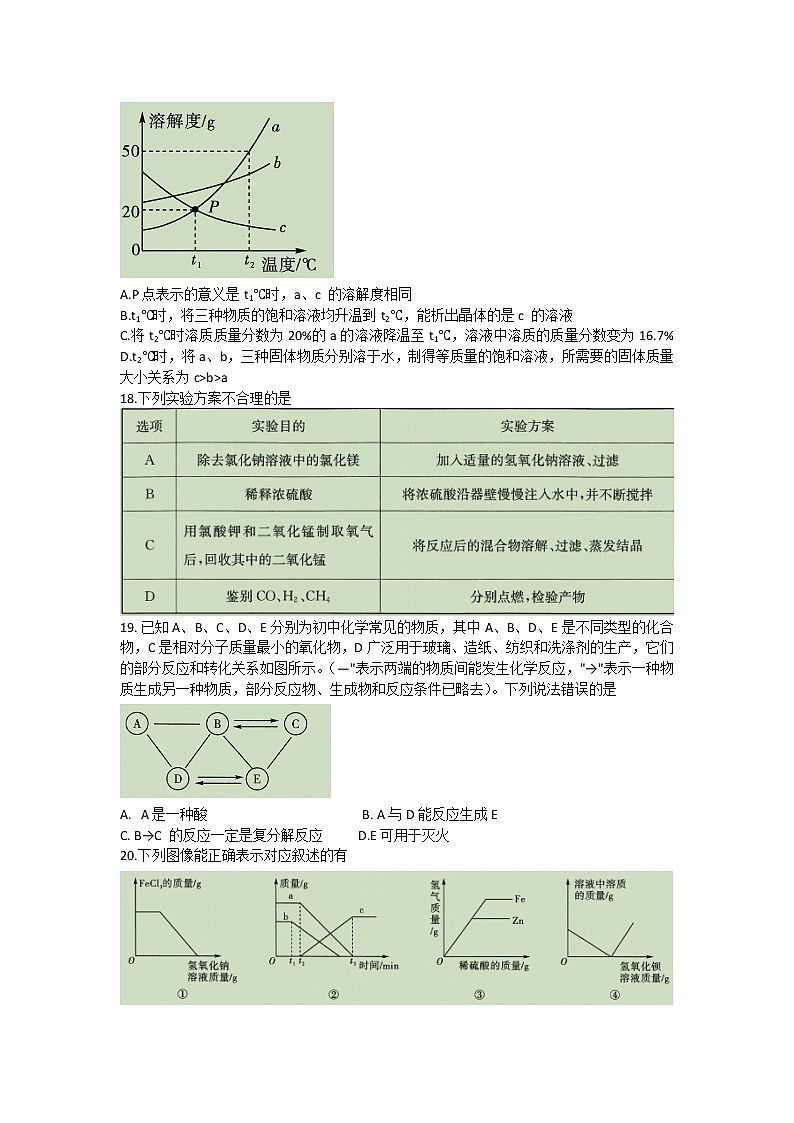 2021年云南省昆明市初中學業(yè)水平考試化學模擬卷（四）（word版 含答案）第3頁