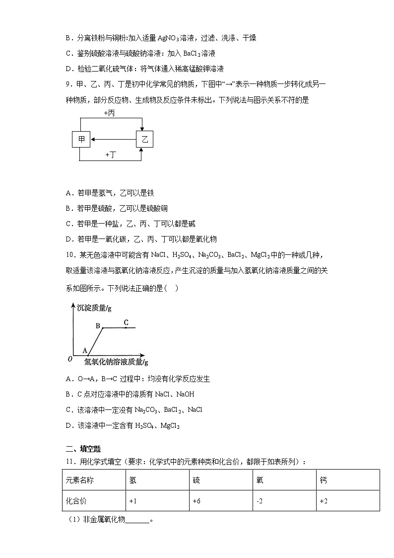 2021年山东省济宁市金乡县中考三模化学试题(word版 含答案)03