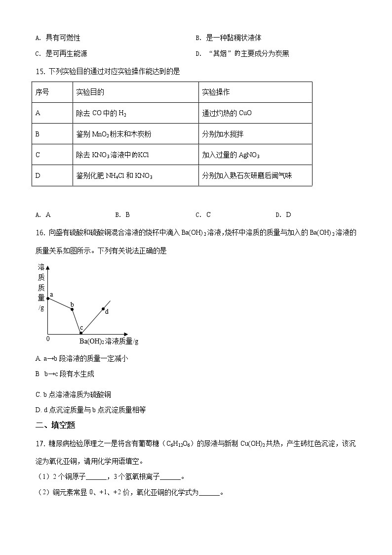 2021年重庆市中考化学试题（A卷）及答案解析 (原卷+解析卷)03