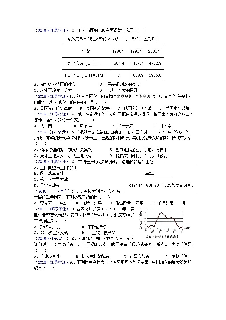 2018年江苏省宿迁市中考历史试题第2页
