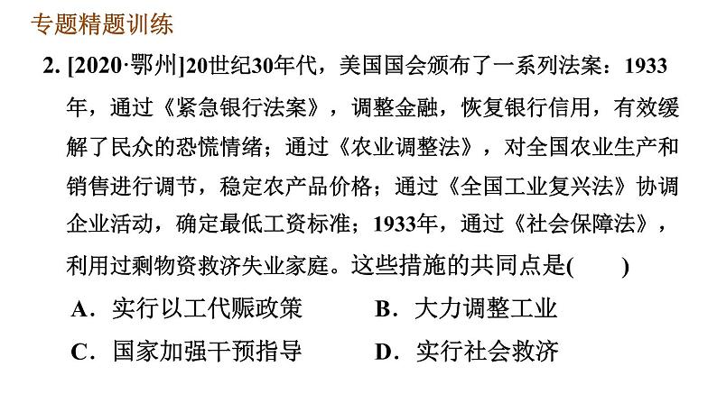 人教版九年级下册历史课件 专题训练 专题四 碰撞发展的世界经济第6页