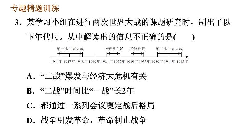人教版九年级下册历史课件 专题训练 专题一 两次世界大战第8页
